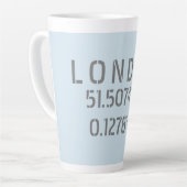 Londen Latitude & Lengtegraad Latte Mok (Linkerhoek)