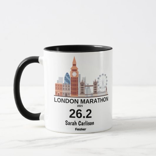 Londen Marathon Finisher Gepersonaliseerd hardloop Mok (Links)