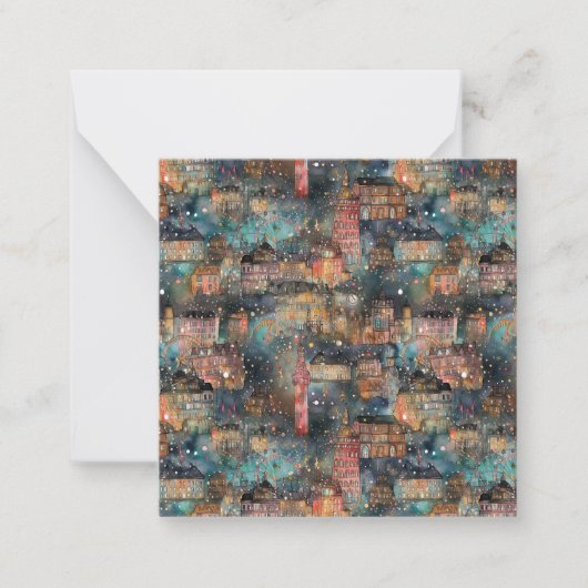 Londen met Kerstmis en Oud en Nieuw in waterverf Notitiekaartje (Voorkant)