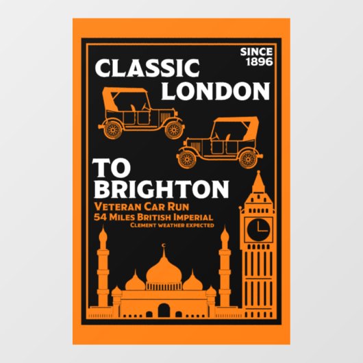 Londen naar Brighton Veteran Car Run Raamsticker (Vel)