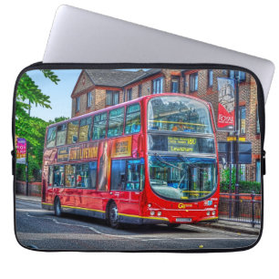 Londen naar Lewisham Red Double-decker Bus UK Laptop Sleeve