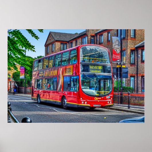 Londen naar Lewisham Red Double-decker Bus UK Poster (Voorkant)