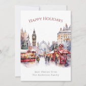 Londen op kerst waterverf vakantie kaart (Voorkant)