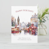 Londen op kerst waterverf vakantie kaart (Staand voorkant)