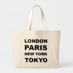 Londen, Parijs, New York, Tokio. Grote Tote Bag