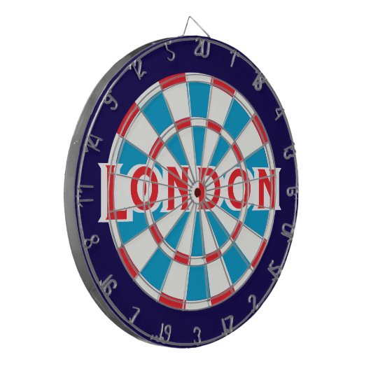 LONDEN Patriottisch Blauw Rood Wit + Donkerblauw G Dartbord (Voorkant Links)
