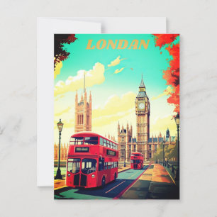 Londen Reisbriefkaart Kunst, Londen Reis Kunst, En Briefkaart