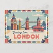 Londen Retro-stijl Briefkaarten (Voorkant)