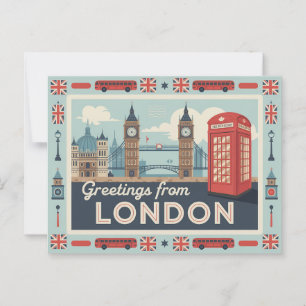 Londen Retro-stijl  Briefkaarten