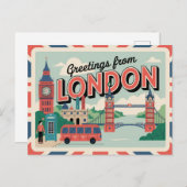 Londen Retro-stijl Briefkaarten (Voorkant / Achterkant)