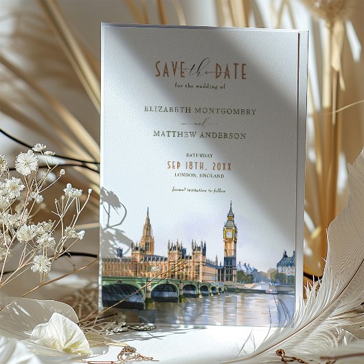 Londen Save The Date Bestemmingshuwelijk Kaart