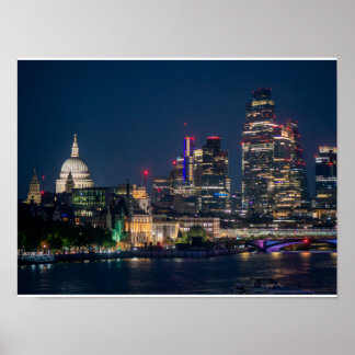 Londen Silhouet bij Nacht Poster