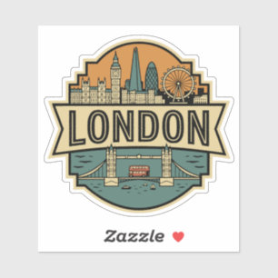 Londen Silhouet UK Vintage Reisbadge Sticker