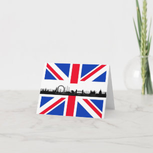 Londen Silhouette Union Jack Vlag Notitiekaart