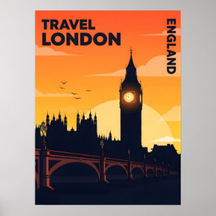 Londen skyline bij zonsondergang met Big Ben Poster