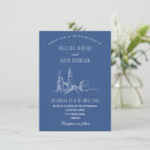 Londen Skyline Blue Red Wedding Invitation Kaart (Staand voorkant)