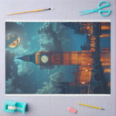 Londen Skyline nacht maan decoupage Tissuepapier (Craft)