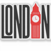 Londen Skyline Retro City Pride Design Sticker (Voorkant)