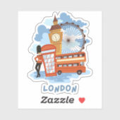 Londen Skyline Retro City Pride Sticker (Vel)
