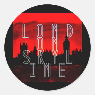 Londen skyline rood zwart ronde sticker