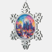 Londen Skyline Snowflake Pewter Kerstversiering Tin Sneeuwvlok Ornament (Rechts)