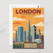  Londen Skyline Travel Briefkaart (Voorkant / Achterkant)