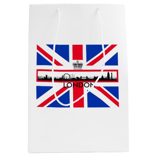 Londen Skyline Union Jack Flag Medium Gift Bag Cadeauzakje (Voorkant)