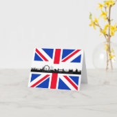 Londen Skyline Union Jack Flag Note Kaart (Gele Bloem)