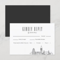 Londen Skyline Wedding RSVP met Maaltijdkeuze