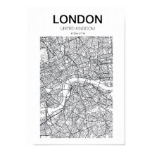 Londen Stadsplattegrond – Minimalistische Zwart &
