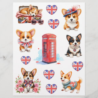 Londen Telefooncel en Corgi Scrapbook Papier