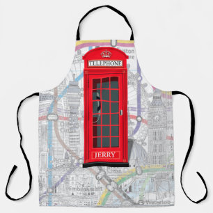 Londen Telefooncel Metrokaart 🇬🇧 Aangepaste naam Schort
