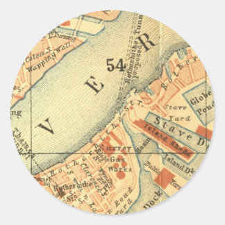 Londen Thames Vintage Kaart Ronde Sticker