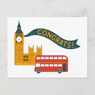 Londen-thema "Gefeliciteerd!"-groet met Big Ben Feestdagenkaart