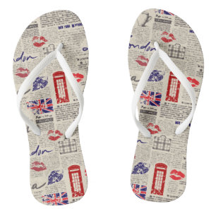 Londen Theme Naadloze Patroon met Telefooncabines Teenslippers
