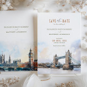 Londen Tower Bridge Big Ben heeft de datum gered Kaart