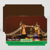 Londen, Tower Bridge en Happy New Year! Verfkaartj Feestdagenkaart (Voorkant / Achterkant)