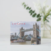 Londen Tower Bridge opgeheven uitzicht briefkaart (Staand voorkant)