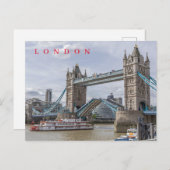 Londen Tower Bridge opgeheven uitzicht briefkaart (Voorkant / Achterkant)