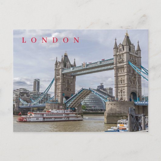 Londen Tower Bridge opgeheven uitzicht briefkaart (Voorkant)