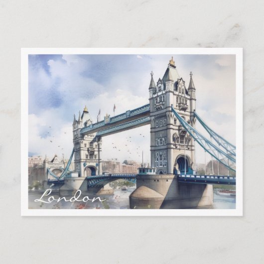 Londen Tower Bridge Reizen Waterverf Briefkaart (Voorkant)