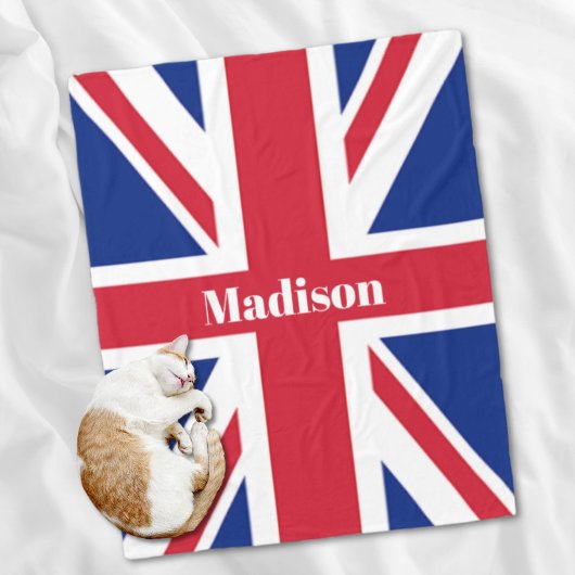 Londen UK Britse Vlag Custom Name Union Jack Fleece Deken