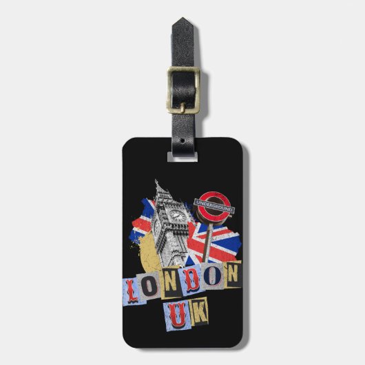 Londen UK retro stijl ontwerp Bagagelabel (Voorkant verticaal)