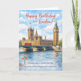 Londen Verjaardagskaart – Big Ben & Westminster Kaart