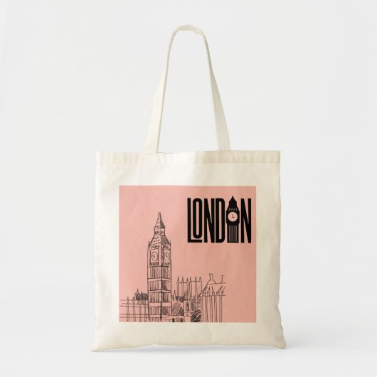 londen vibes canvas tas (snoep roze) (Voorkant)