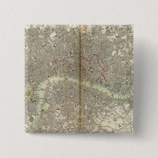 Londen Vierkante Button 5,1 Cm (Voorkant)