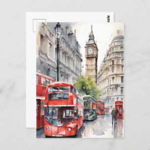 Londen waterverf kunst briefkaart