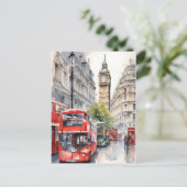 Londen waterverf kunst briefkaart (Staand voorkant)