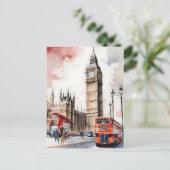 Londen waterverf kunst briefkaart (Staand voorkant)