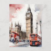 Londen waterverf kunst briefkaart (Voorkant)